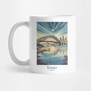 Retro Vintage Travel Poster Sydney Skyline at Dusk Mug